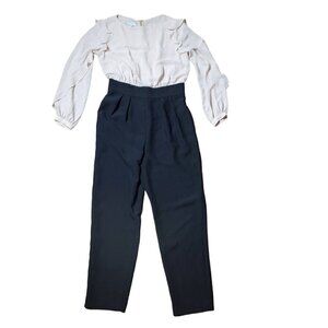 Hobbs London Old Money Tailored Jumpsuit‎ Ruffle Quiet Luxury Coastal  Black 6